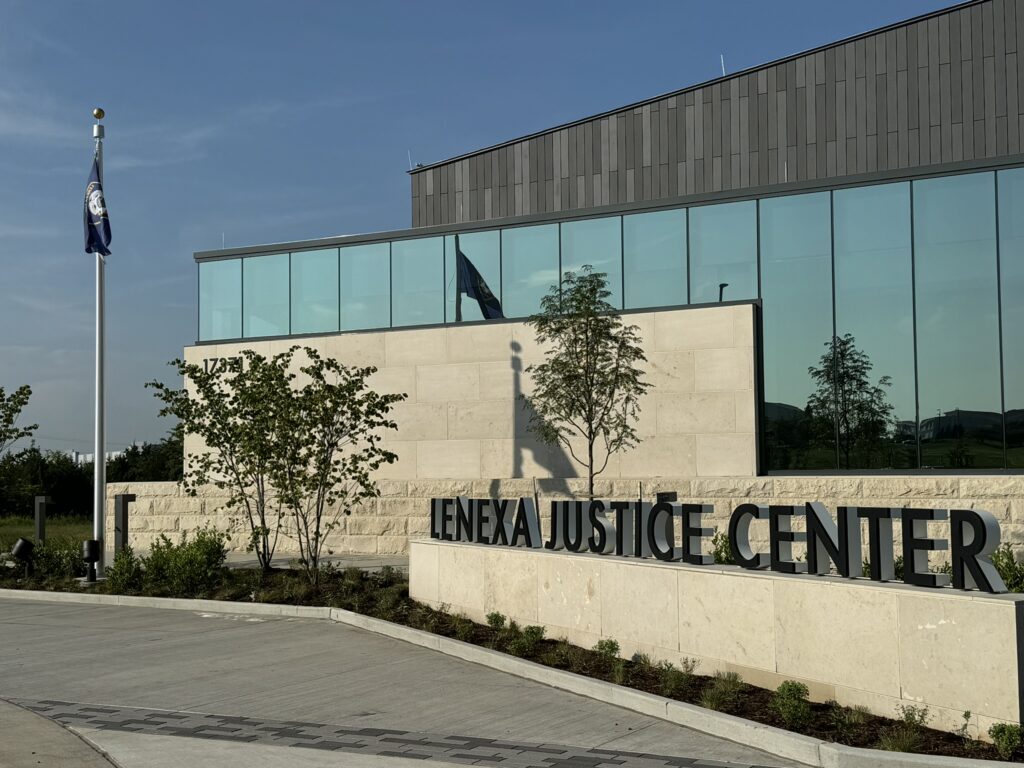 Lenexa Justice Center building with flagpole.