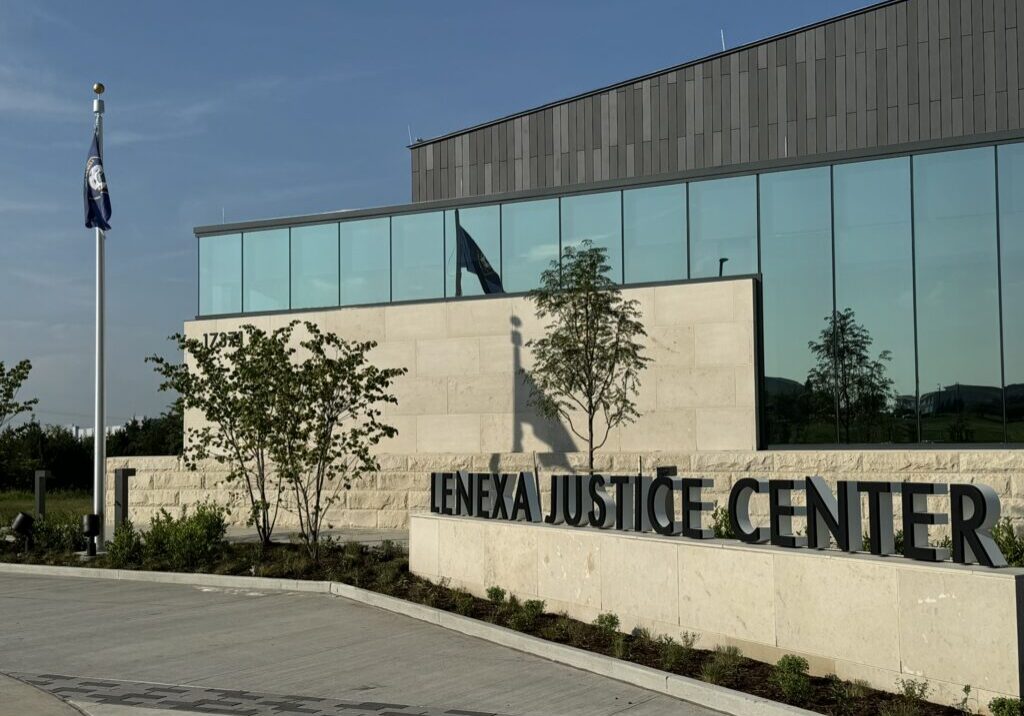 Lenexa Justice Center building with flagpole.