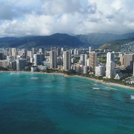 aerial-travel-video-honolulu-hawaii-skyline-buildings-january-23-2021
